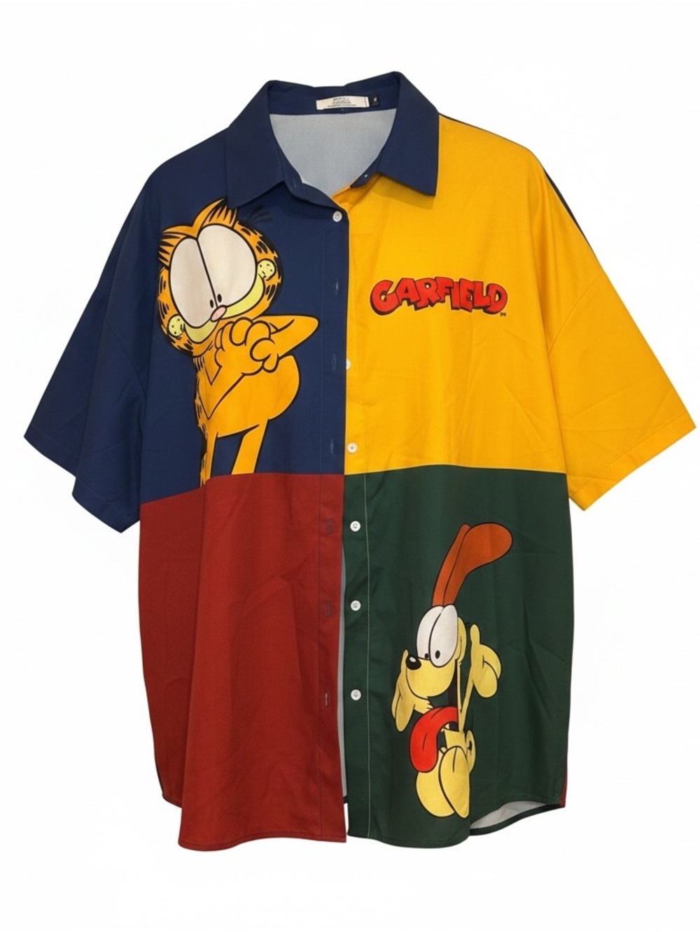 Garfield Odie Color Block Button Up Shirt